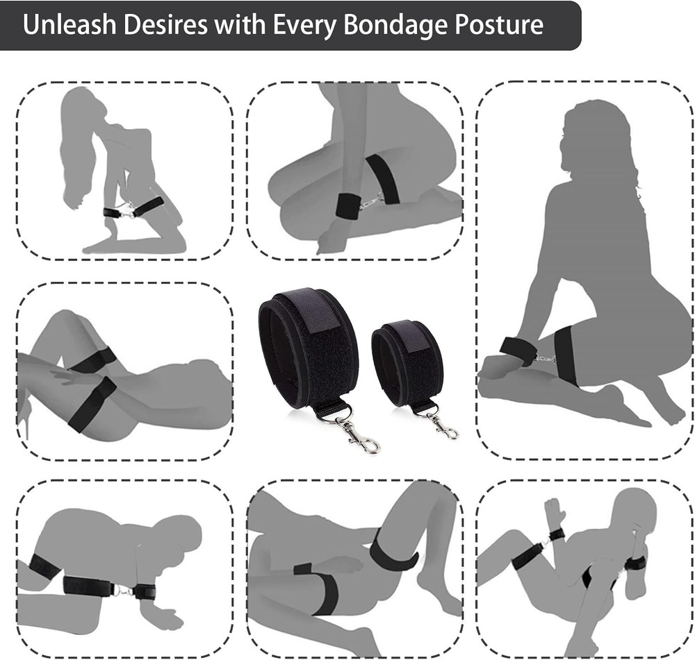 Comfortable Black Handcuffs for BDSM Play Adjustable and Skin Friendly Material