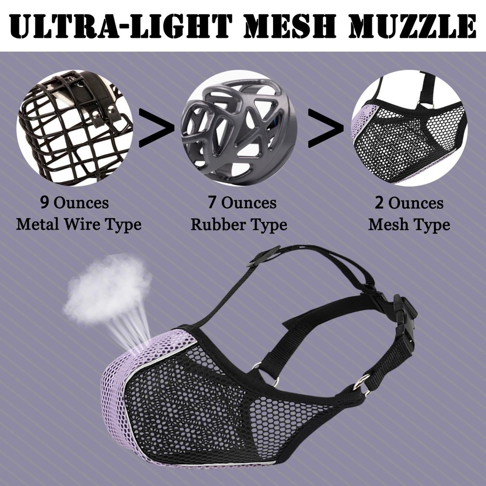 Dog Muzzle, Patented Mesh Soft Muzzles for Large Medium Small Dogs Poodle Hus...