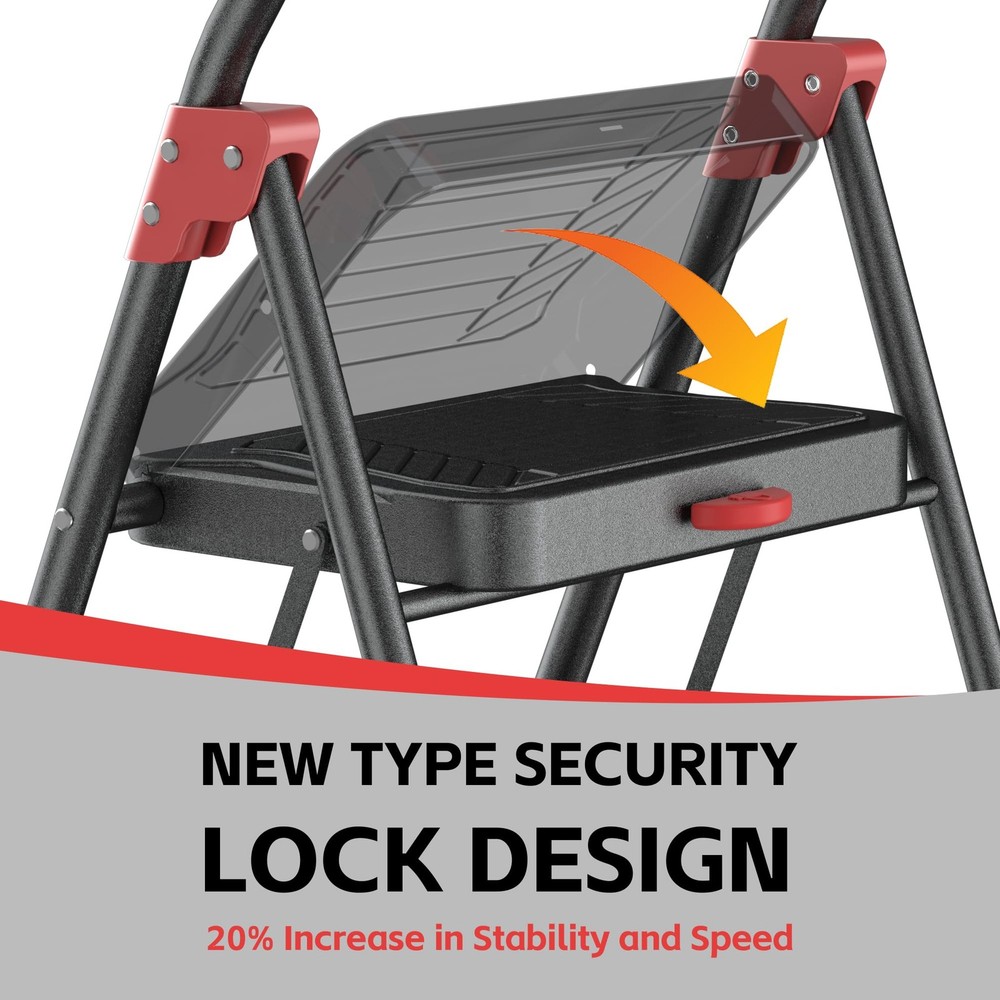 DIAMONDFORGE 3 Step Ladder Folding Step Stool Anti-Slip Wide Pedal Soft Handle S