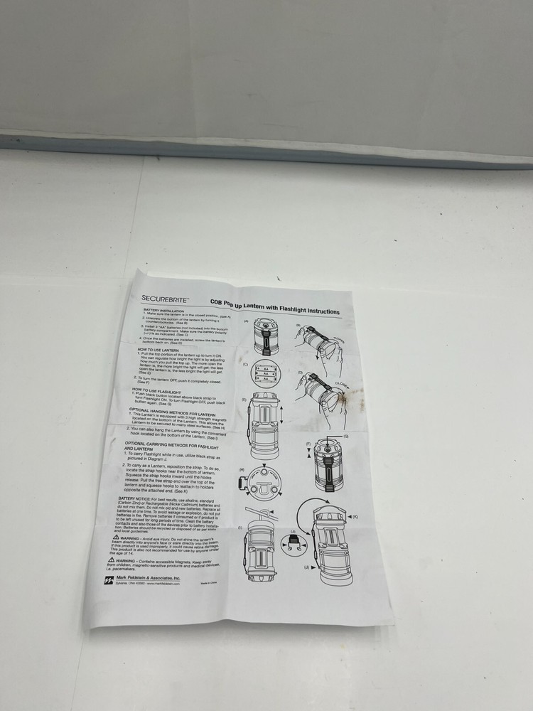 SecureBrite Pop Up Lantern With Flashlight Other Light Settings - FAST SHIPPING