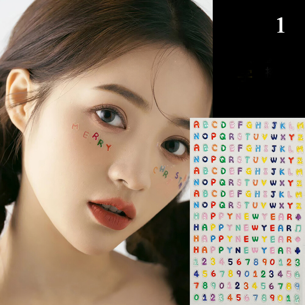 Face Sticker Face Art Makeup Alphanumeric Sticker Birthday Decor Self Adhesive