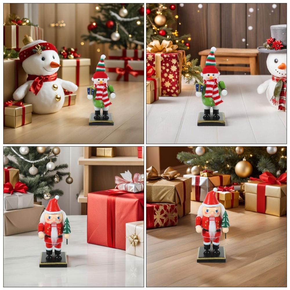 2 Pcs Plastic Nutcracker Mini Figures Decorative Figurines Centerpieces