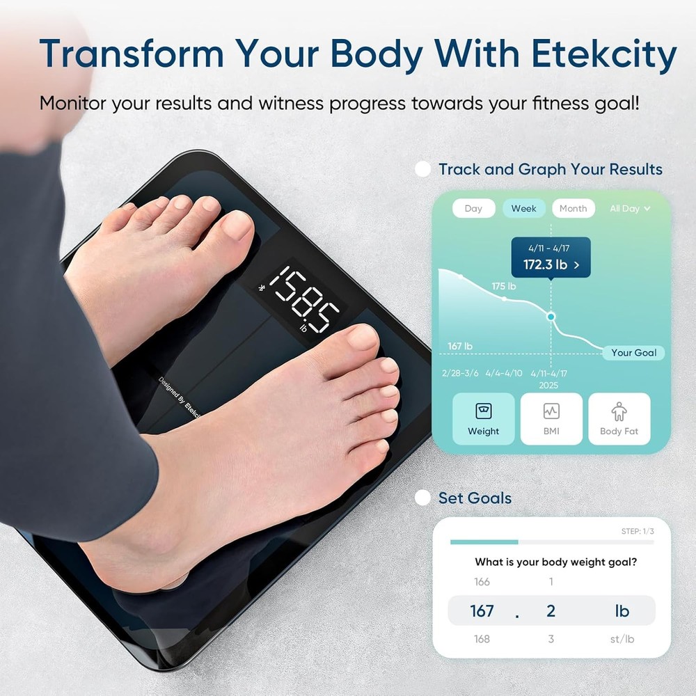 Smart Body Weight Scale Bluetooth BMI Body Fat Analyzer | Digital Bathroom Scale