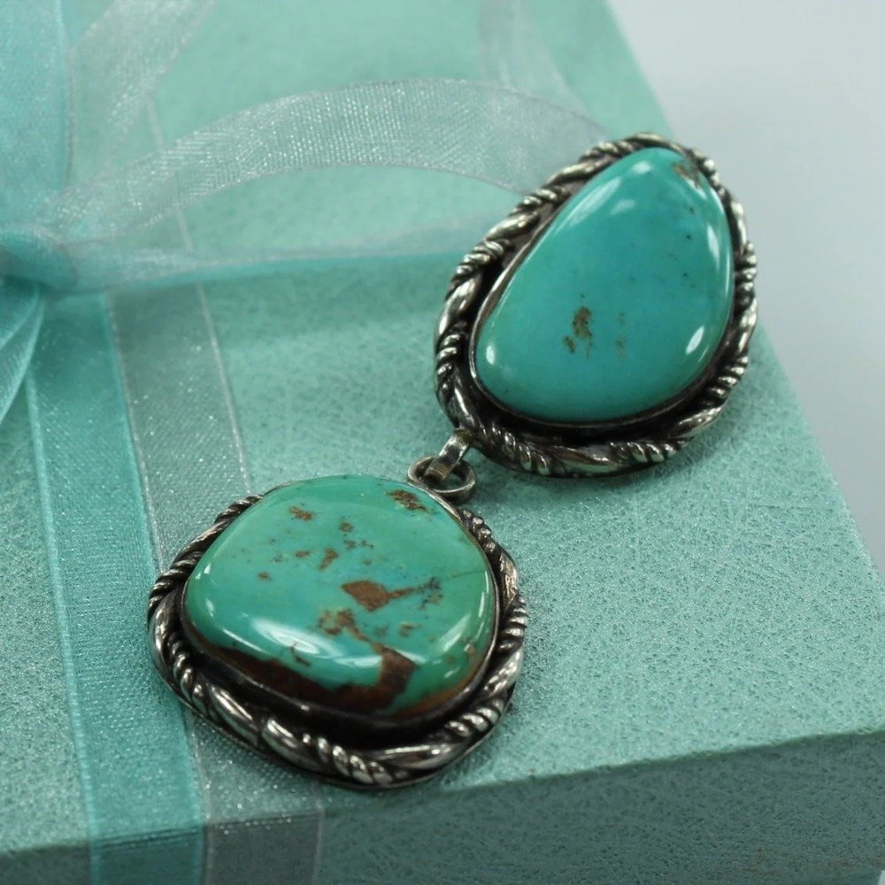 Navajo Turquoise Double Silver Pendant