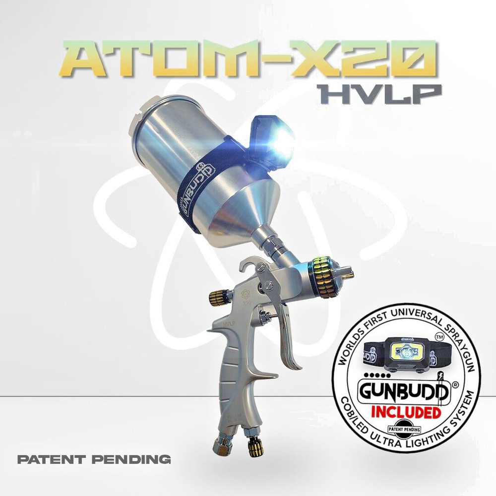 ATOM X20 HVLP Auto Paint Spray Gun – Gravity Feed Kit + GunBudd
