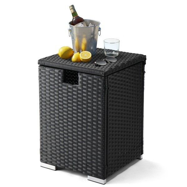 40*40*57cm Iron Frame Gas Bottle Storage Rattan Side Table Black Gradient