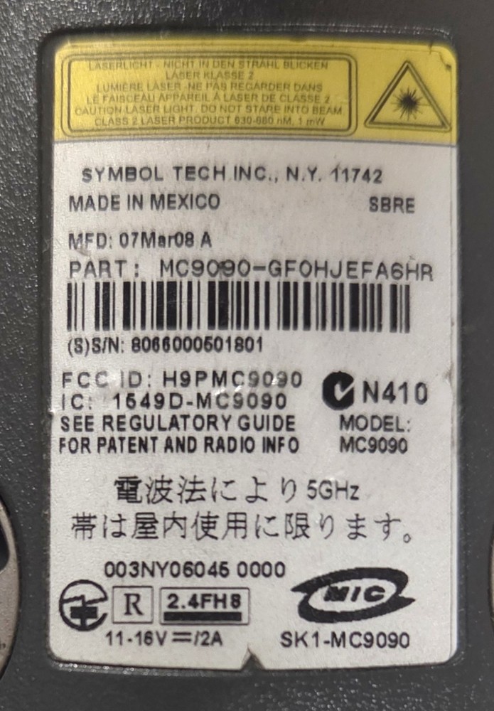 Symbol Motorola MC9090 Handheld Laser Barcode Scanner
