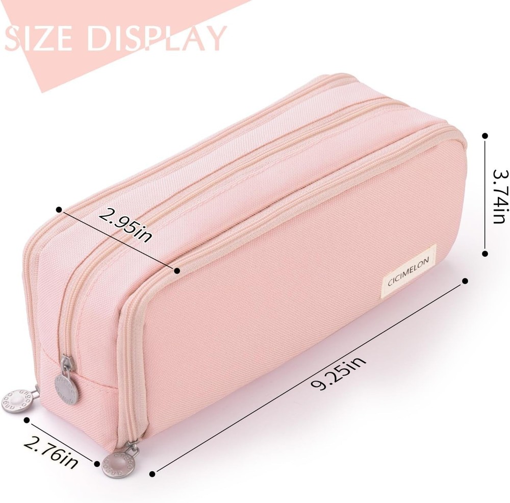 Large Capacity Polyester Pencil Case 3 Compartment Pencil Pouch for School