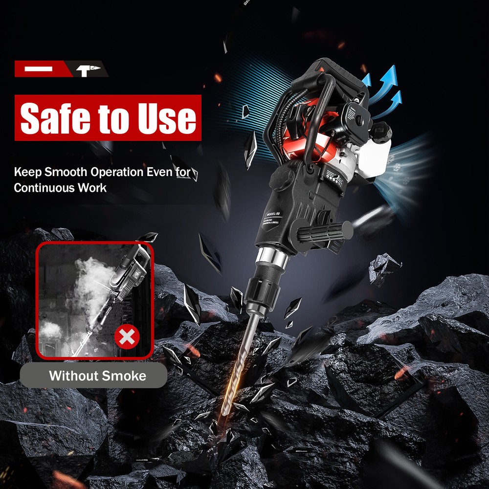 Multifunction Gas Powered Petrol Jackhammer  Gasoline Hammer Drilling Machine