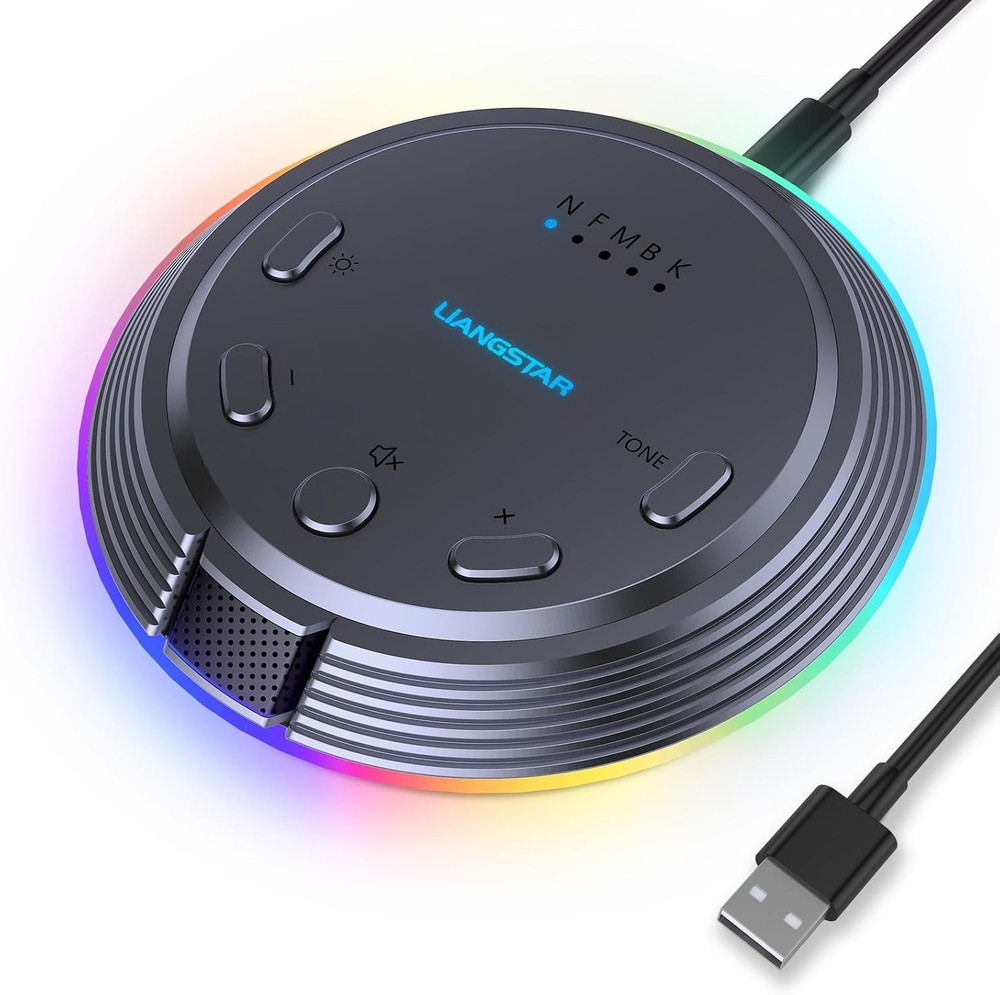 LIANGSTAR Gaming USB Microphone with 5 Voice Changes, Mute Button, Desktop Podca