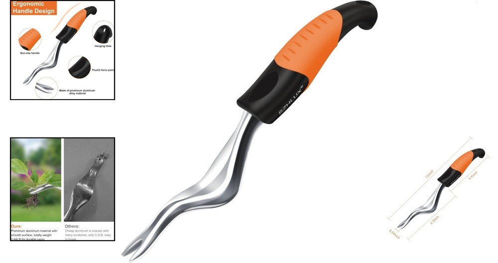Ergonomic Hand Weeder Tool in Vibrant Orange - Weed Puller for Gardens