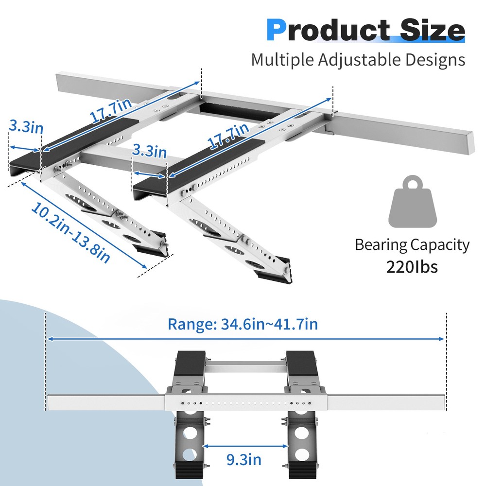 Window Air Conditioner Support Bracket, Universal AC Mount, No Drilling 220 lbs