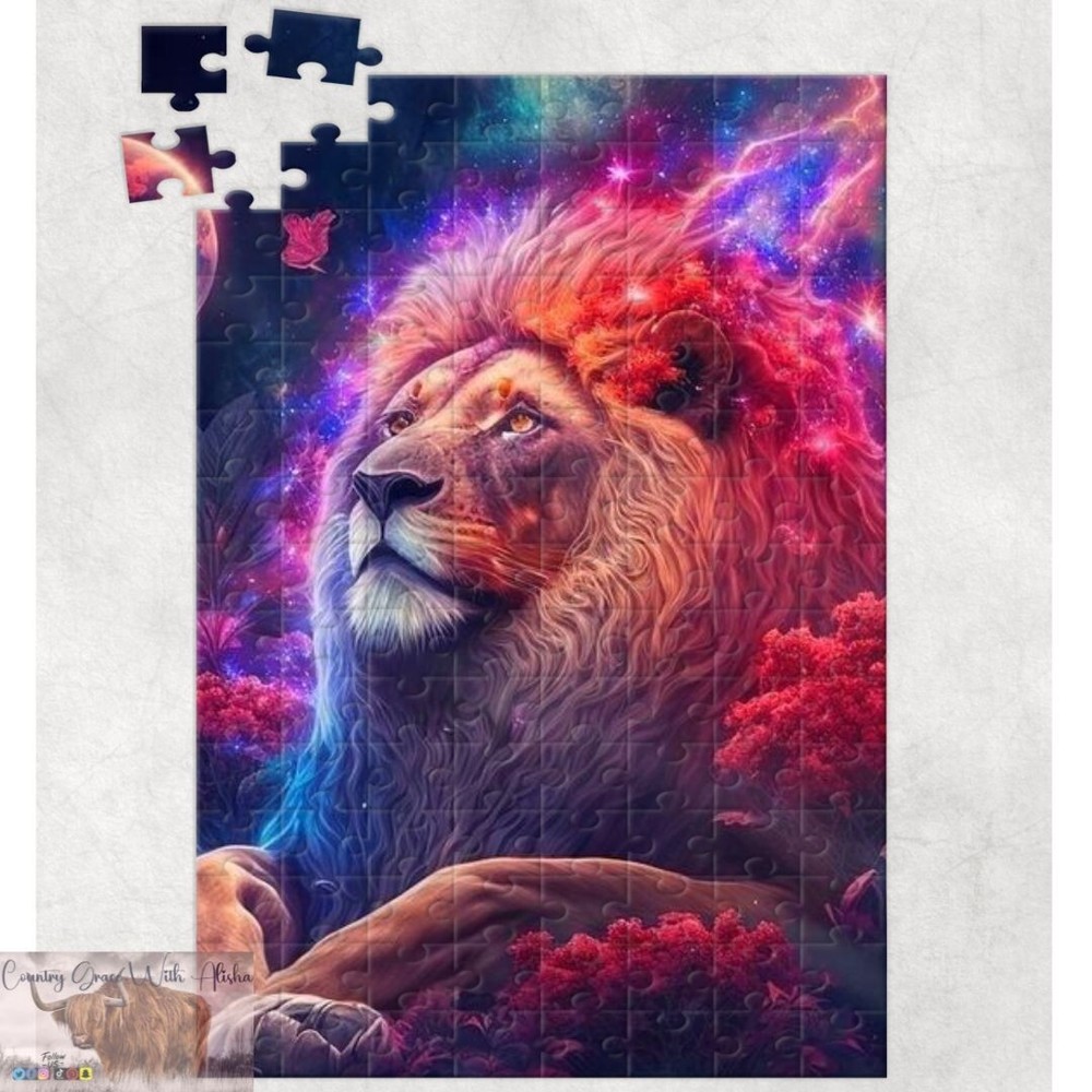 Galaxy Lion 120 Piece Custom Handmade Jigsaw Puzzle