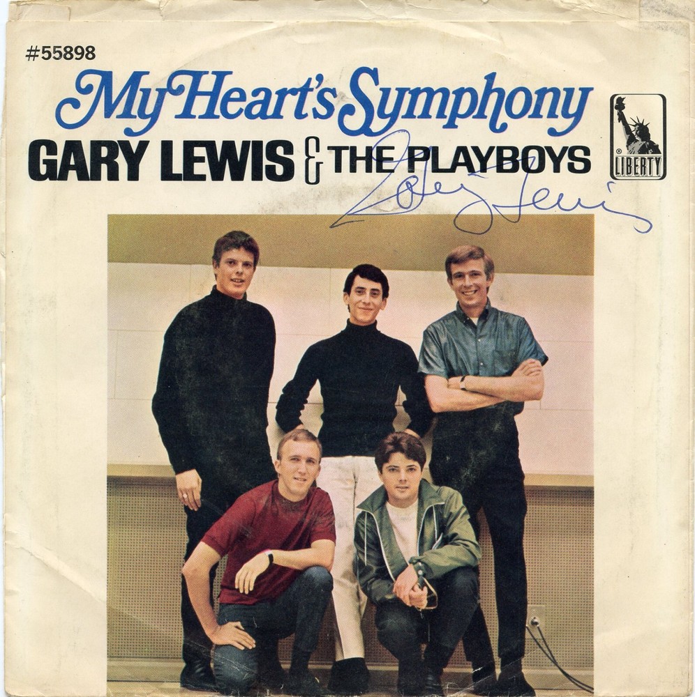 GARY LEWIS Signed 1966 Picture Sleeve MY HEART'S SYMPHONY Guarante Authentic KOA