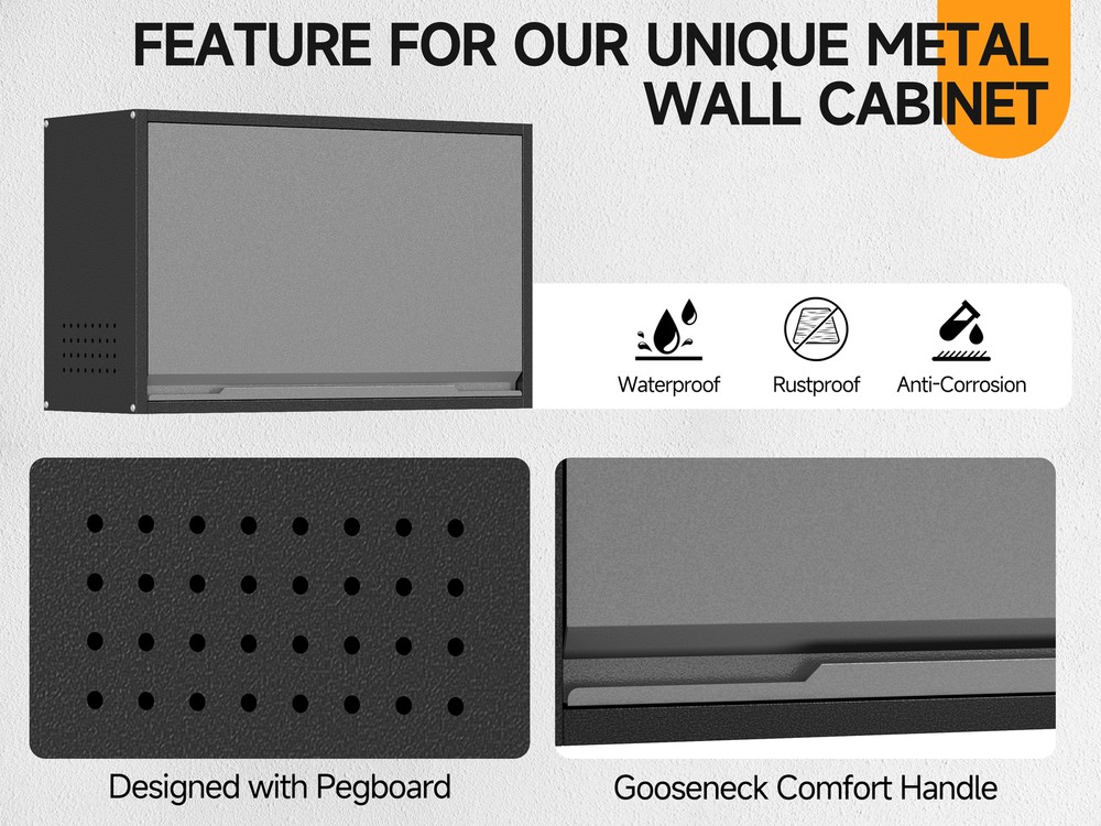 Wall-Mounted Metal Storage Cabinet w/ Adjustable Shelf 120lbs per Shelf Kitchen
