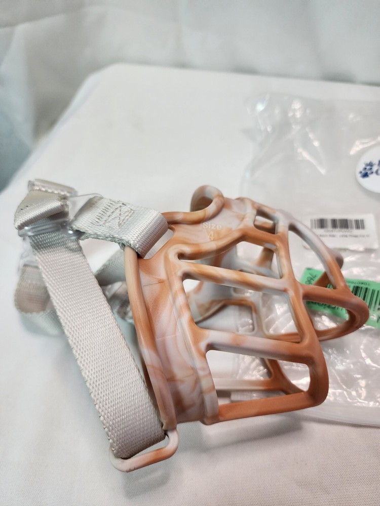 Royal Claws Dog Muzzle Basket Anti Biting Chewing Cage Muzzle, Orange, Size 4