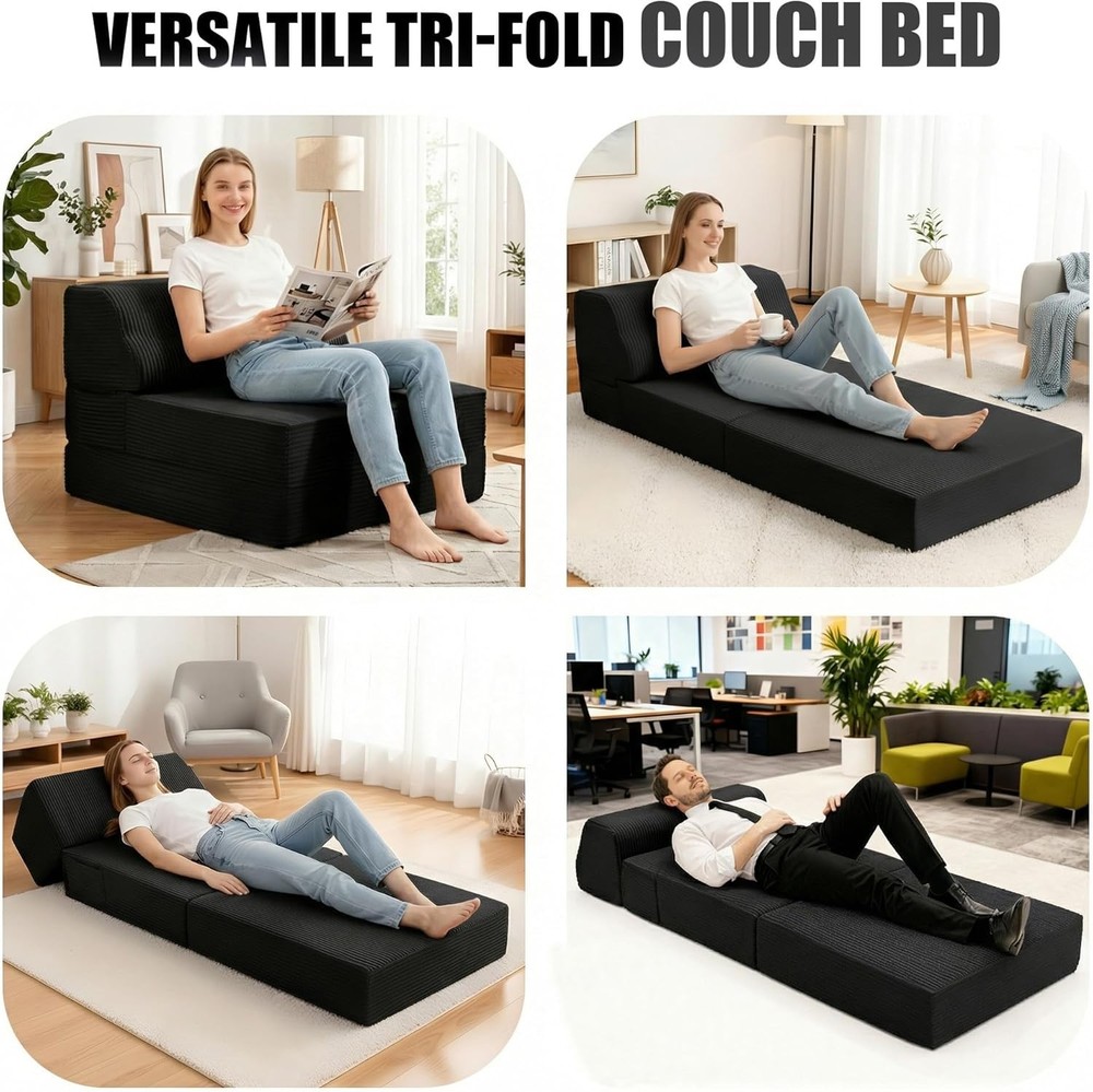 Folding Sofa Bed W/ Pillow Memory Foam Fold Out Chair Bed Convertible Sleeper