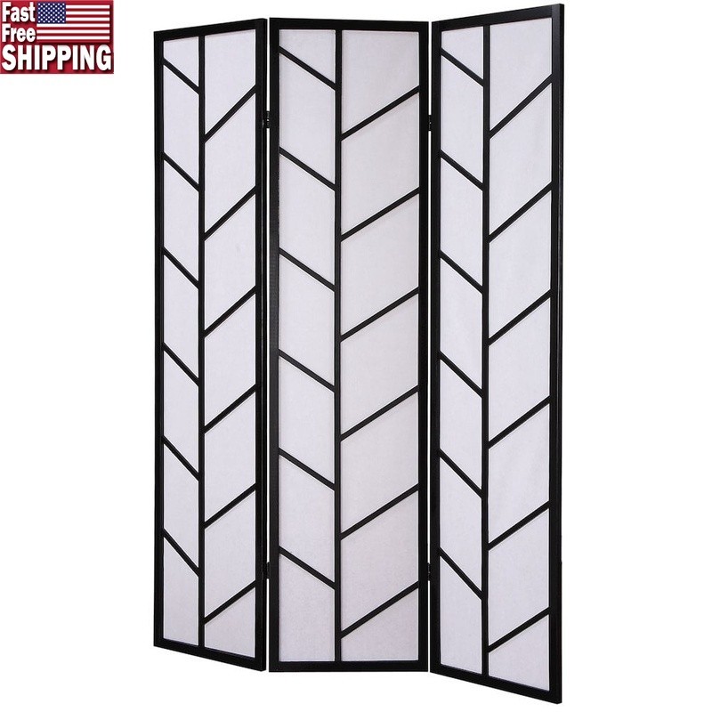 3-Panel Room Divider Folding Screen Climbing Branches Heavy Duty Rice Paper Wood