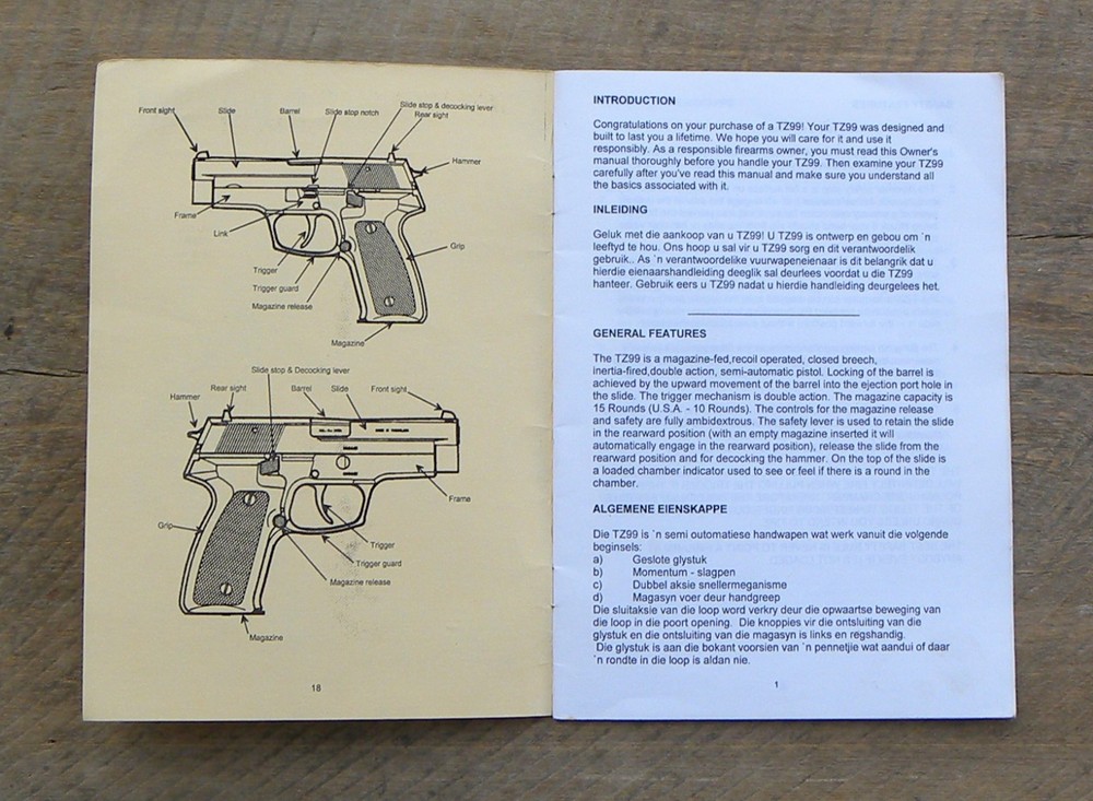 South African TZ 99 Owners Manual