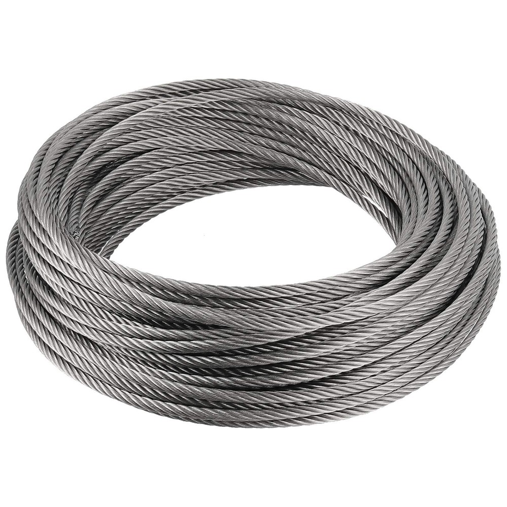 164 Ft Wire Rope, Thickened 1/4 Stainless Steel Cable, 6400lbs Silver