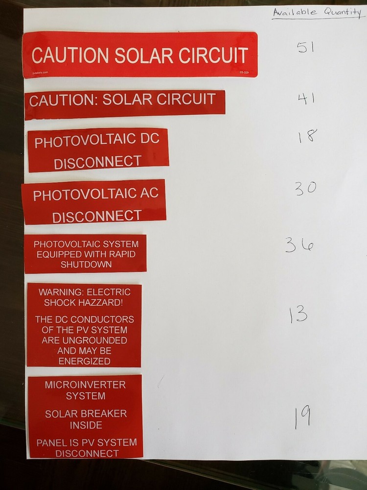 Individual PV Solar Labels Vinyl UV Resistant