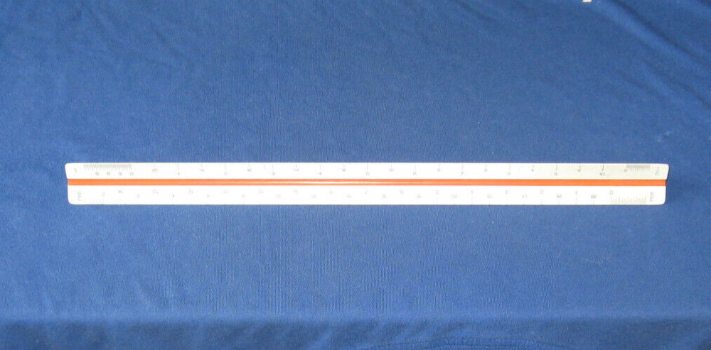 LINEX Triangular Ruler 301A in CASE - Made in Denmark - ENGINEERING RULER