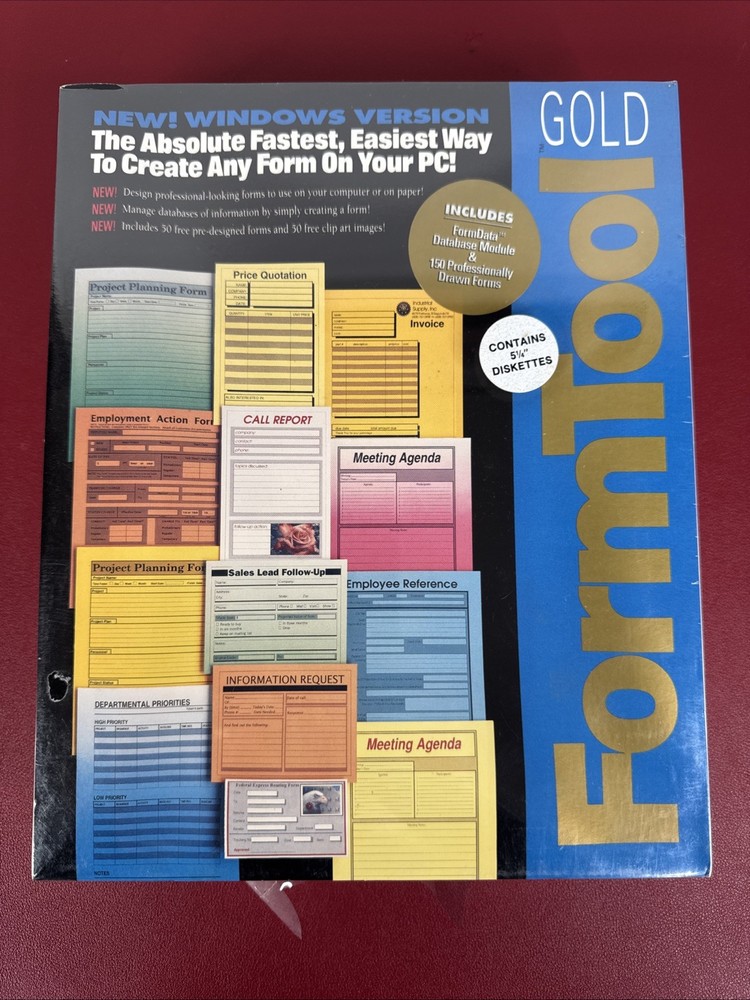 Vintage Sealed  FormTool   Version 3.0 GOLD PC Form Software 5.25 Diskettes IMSI