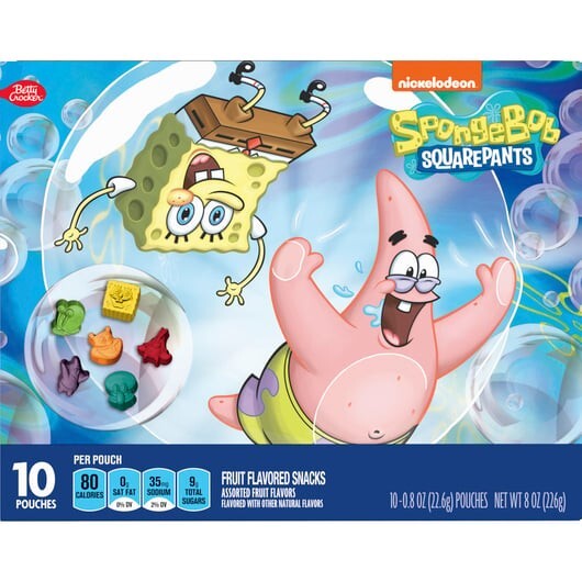 Fruit Snacks SPONGEBOB Squarepants Assorted Flavors 8 oz, 10 ct Gummies