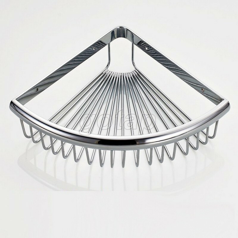 Bathroom Accessory Chrome Brass Soap / Sponge Corner Shower Storage Basket