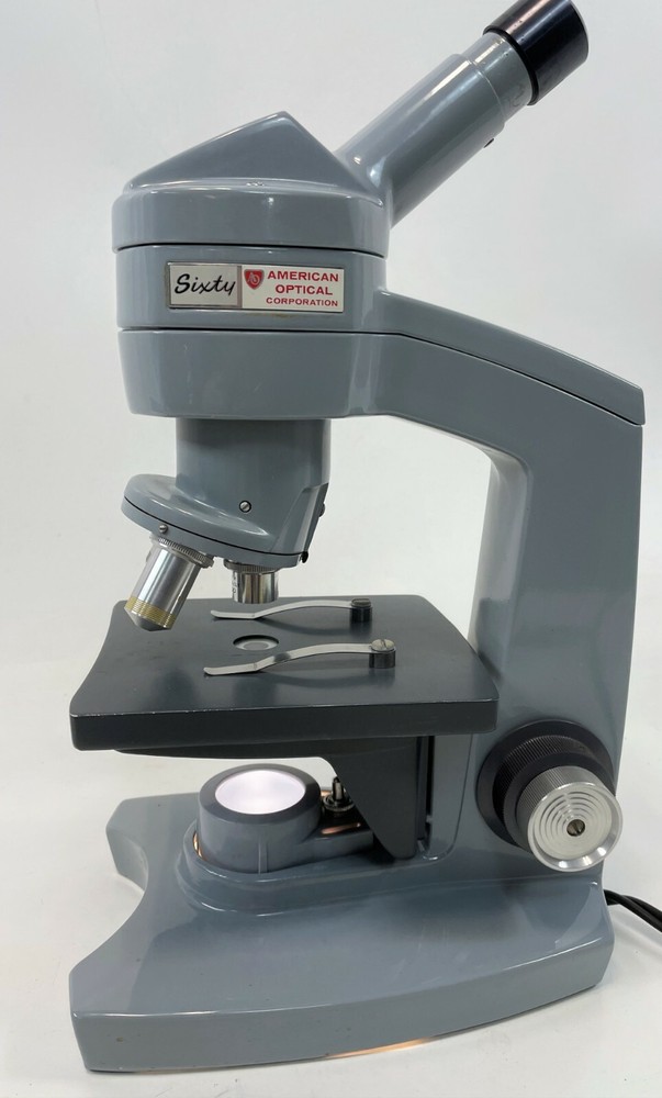 AMERICAN OPTICAL AO SIXTY 3 Objective Laboratory LED BULB Microscope WORKING