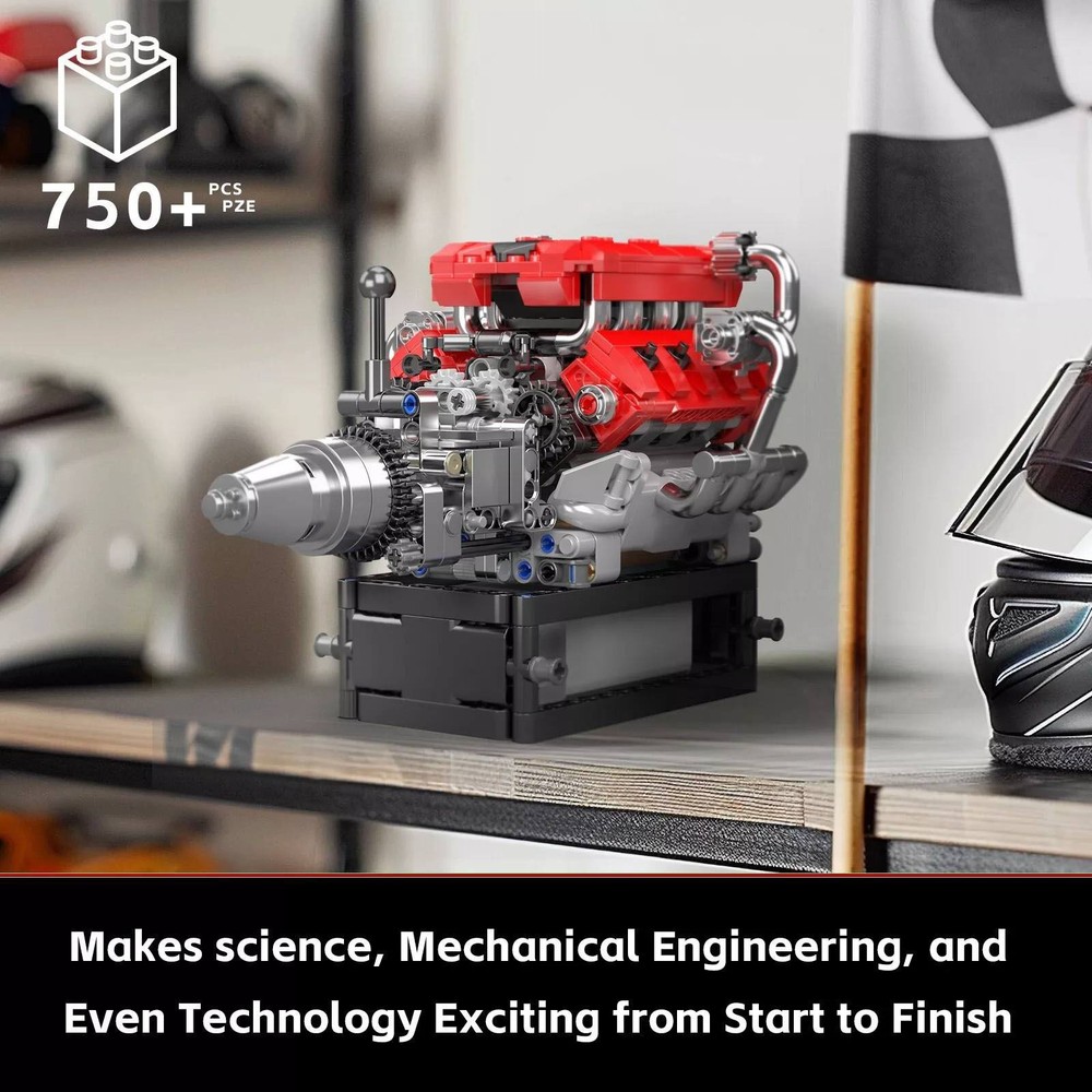 1pcs V8 Engine Motor Mechanical Engineering Model Building Block Toy Collection