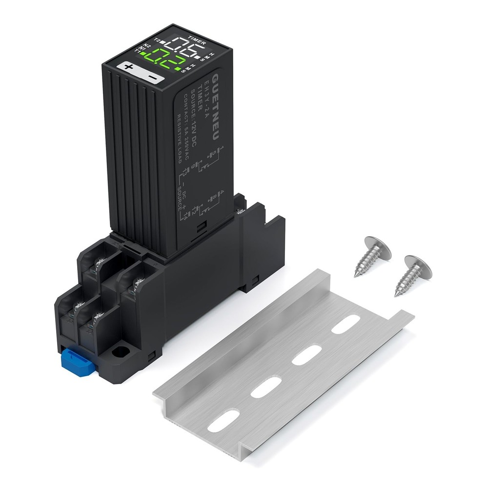 LCD Digital Display Time Delay Relay, Dual Time with Plug-in Terminal Socket,...