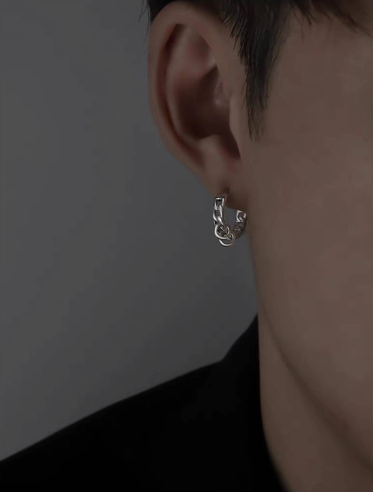 Unique design Silver Color Chain Hoop Earrings