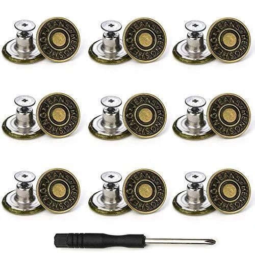 Jeans Buttons Replacement, Instant No Sew Buttons for Pants with Tool,17MM