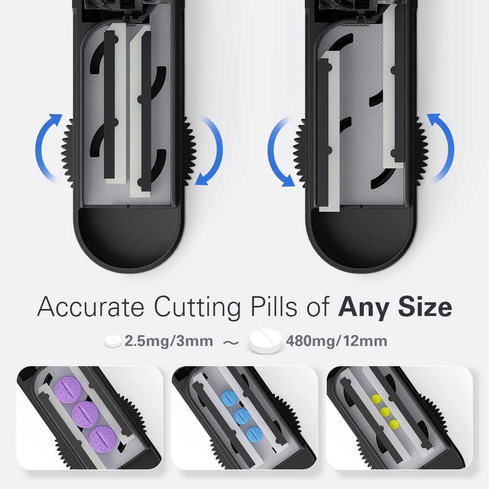 ONE PIX Pill Cutter Splitter for Small and Tiny Pills, Professional Grey