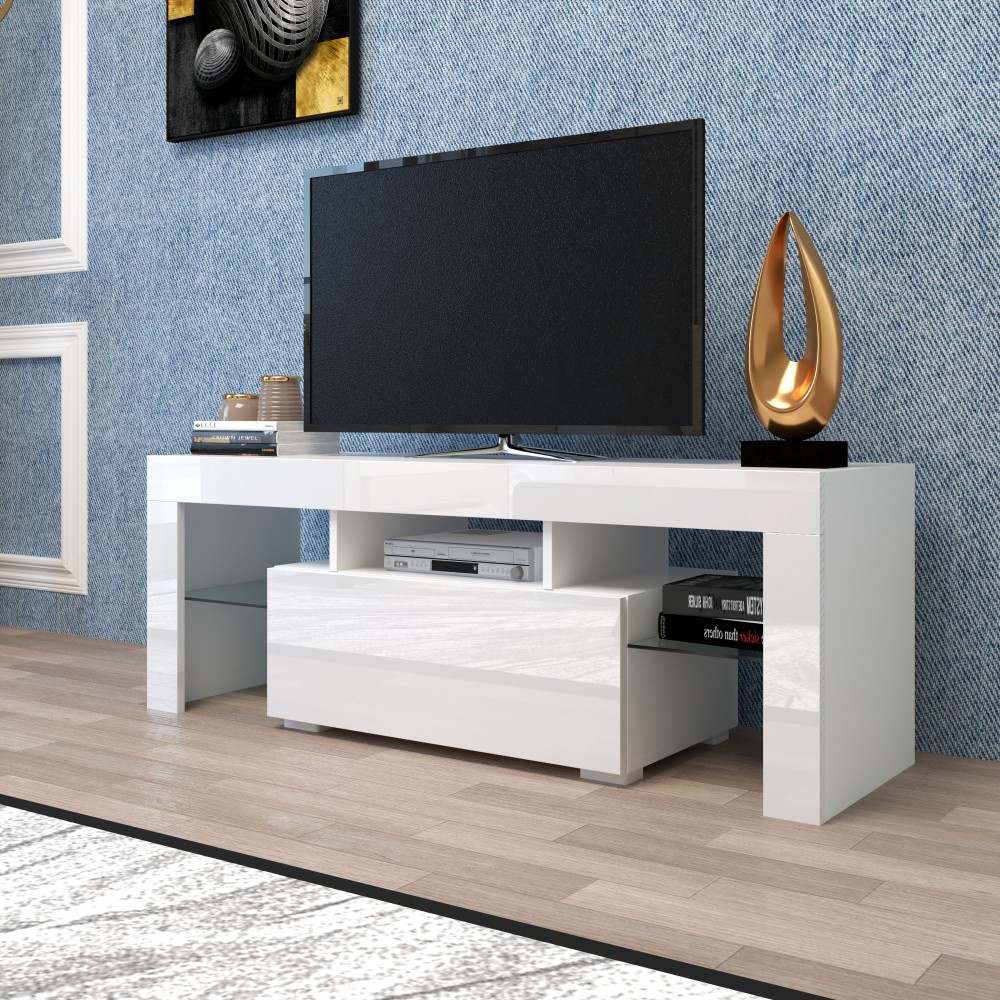 Extendable TV Stand Media Console for 80-89" TVs, Black w/ Storage