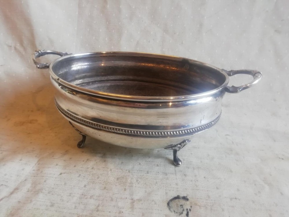 FINE TWO HANDLED OVAL TABLE CENTER BY BURTON & WATERS, BIRMINGHAM c1920