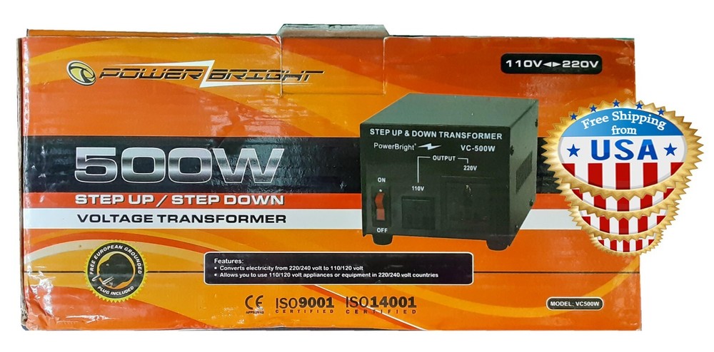 POWER BRIGHT VOLTAGE TRANSFORMER STEP UP STEP DOWN 110V / 220V 500W