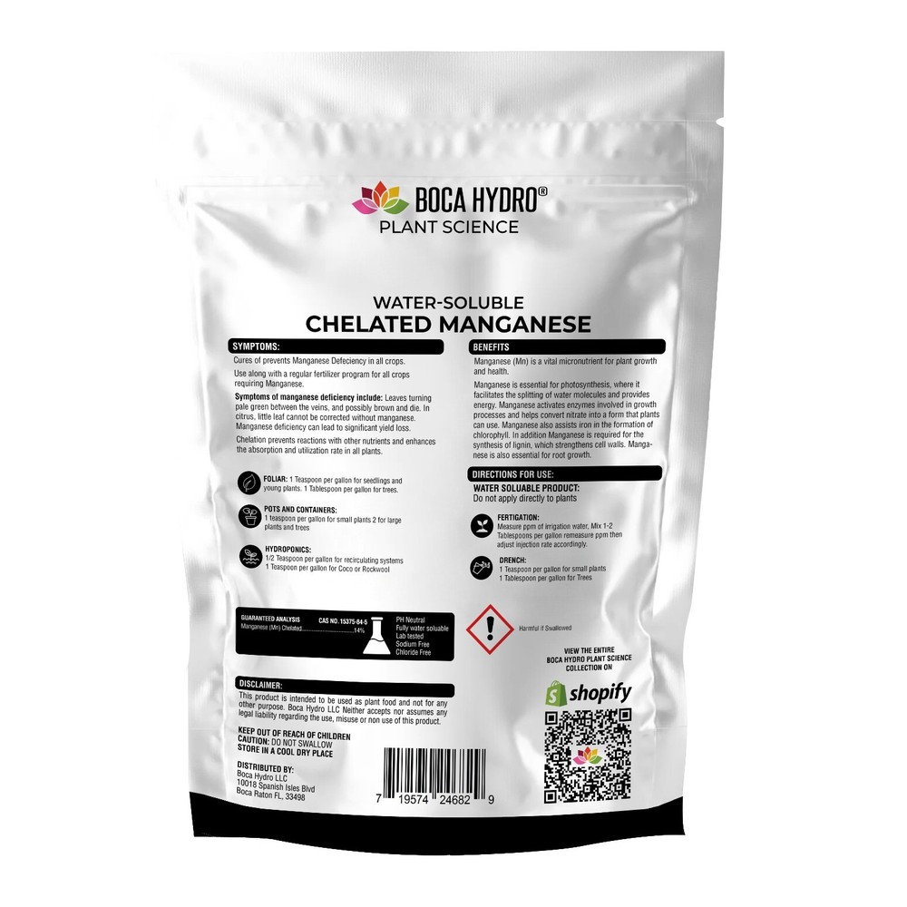 Boca Hydro Chelated Manganese 14% EDTA Water Soluable Nutrient Fertilizer