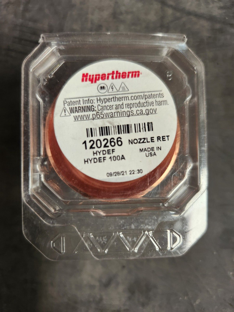 HYPERTHERM 120266 HYDEF 100A, O2, Nozzle Retainer, Qty.1