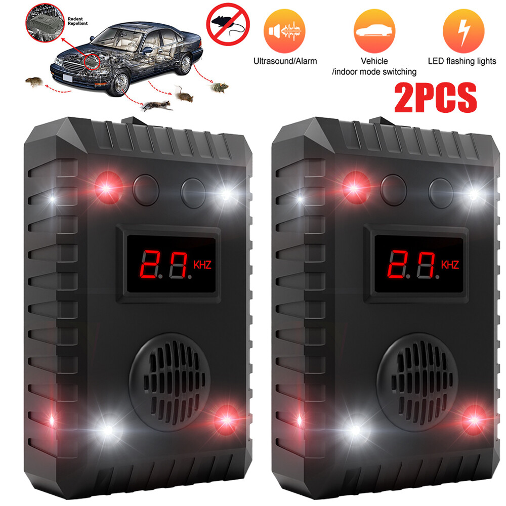 2Pcs Ultrasonic Mouse Repeller Rat Rodent Car Wire Engine Pest Deterrent Control