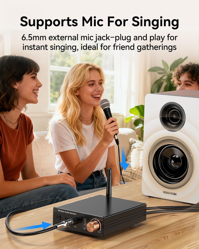 Upgraded Bluetooth 6.0 Receiver,Wireless Bluetooth Long Range Low Latency for...