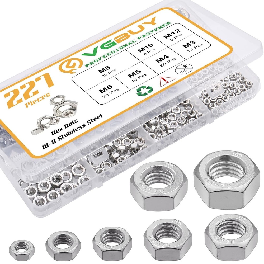 Stainless Steel Metric Hex Nuts Kit