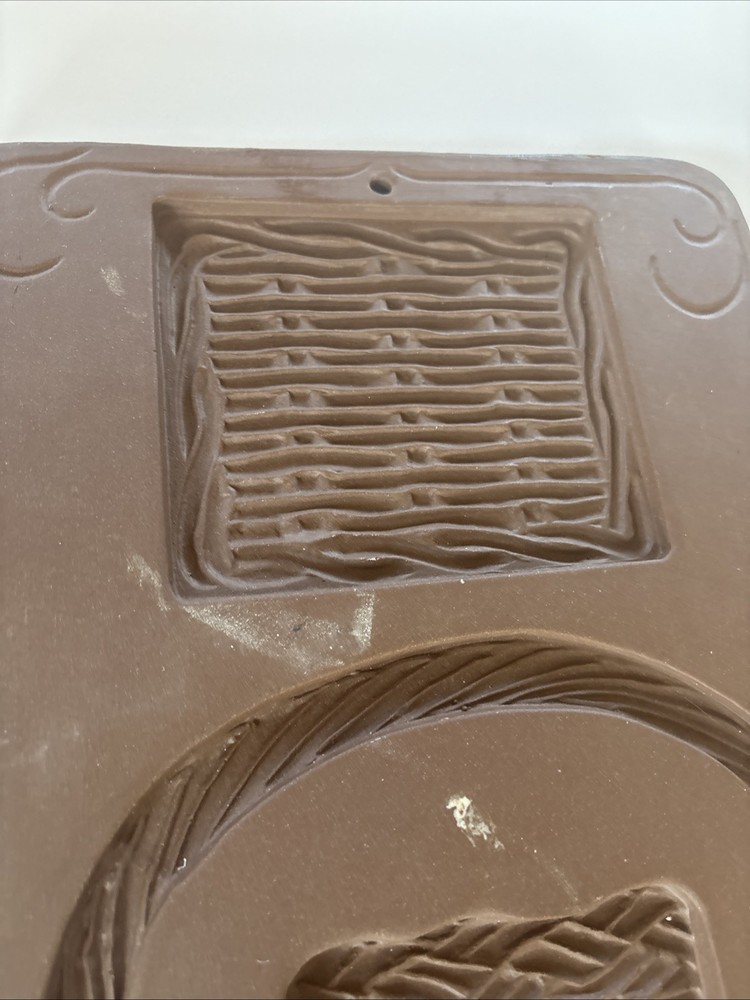 Vintage Hartstone Easter Cookie Press Mold Basket Earthware 1988