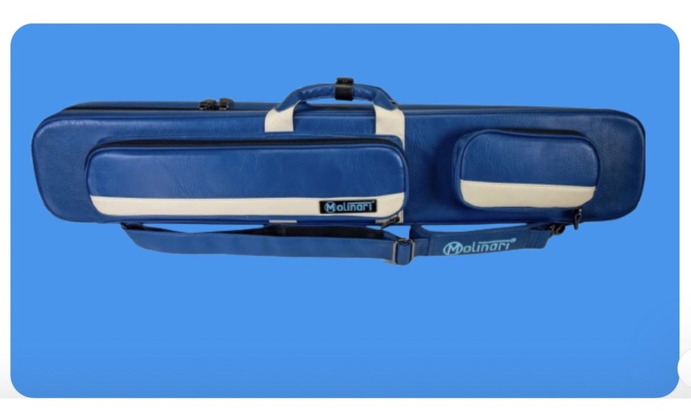MOLINARI CUE CASE 3x6 SEMI HARD * “ FLAT “  *  BLUE / BEIGE