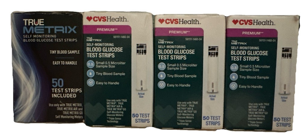 3 boxes CVS Premium  1 Box Strips True Metrix Test Strips - 4 boxes 200 Strips.