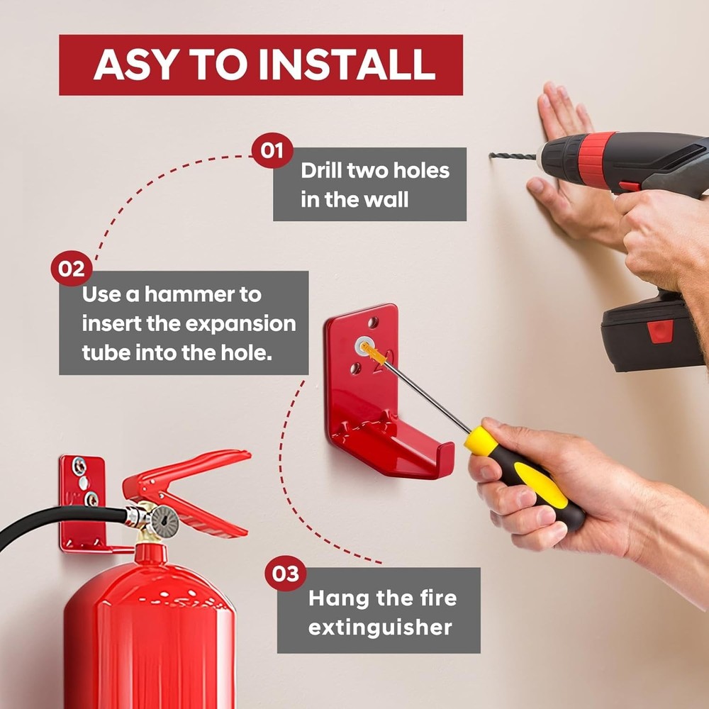 2 Pack Universal Fire Extinguisher Mount, Heavy Duty Bracket Holder 5-40 lb