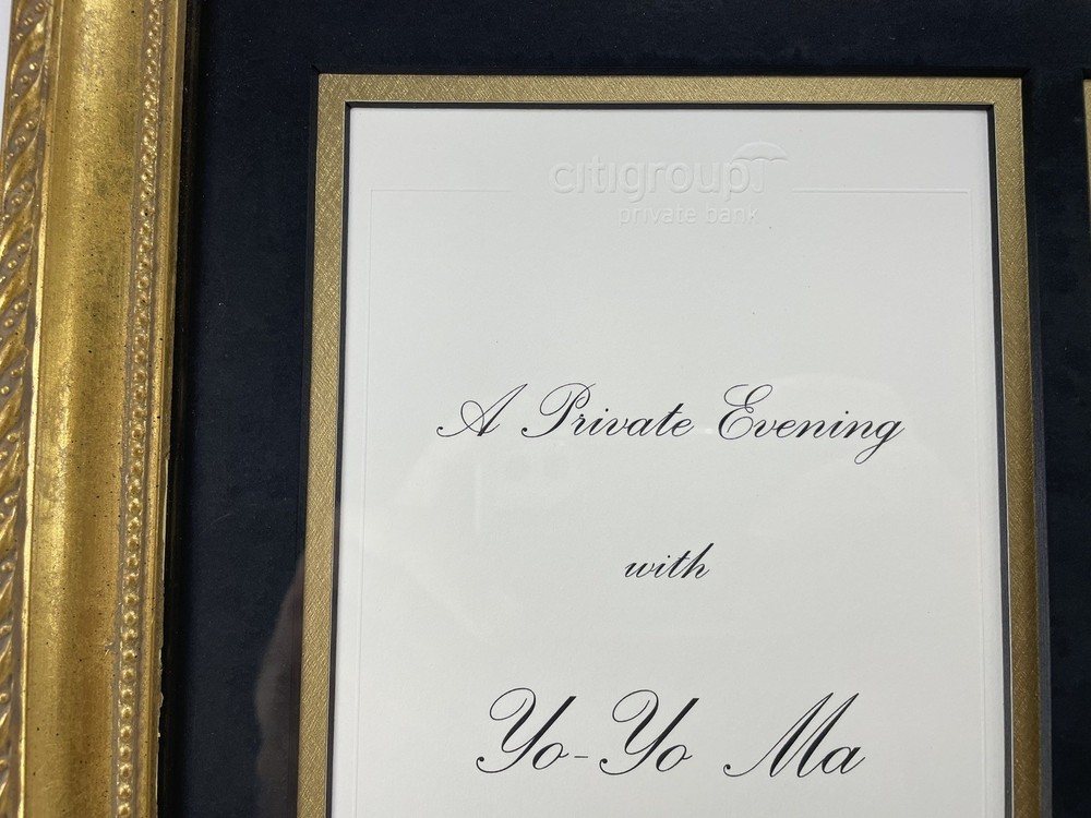 Signed Yo Yo Ma Photo 2002 Carnegie Hall Private Evening Program Gold Frame
