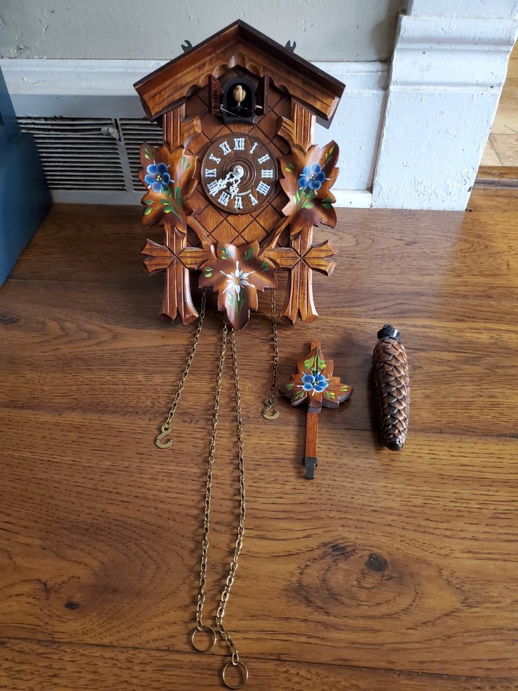 German Black Forest Cuckoo Clock Wooden Carved