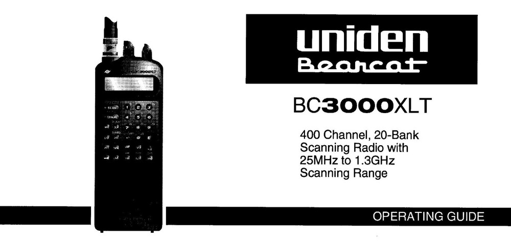 Uniden Bearcat BC3000XLT Instructions Operating Manual User Guide COIL BOUND
